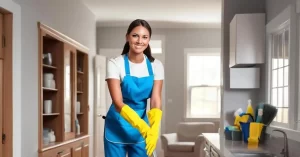 A house cleaner cleaning a house