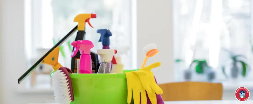 HHC - A bucket of home cleaning supplies