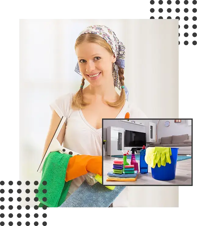 Woman with Home Cleaning Tools