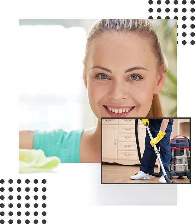 Woman Smiling Cleaning Table