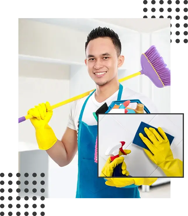 Man Holding A Cleaning Tools